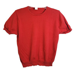 Vtg‎ Gap 90s Casual Top Red Crew Neck Knit Ribbed Sleeve Women's Size Large
